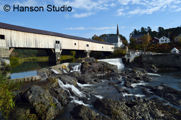 Bath, NH - Bath Bridge Side with Rocks - Fall